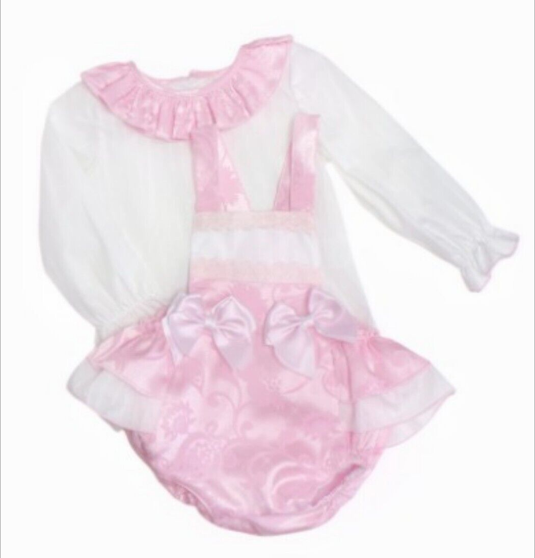 Girls Pink Ribbon Romper & Blouse Set