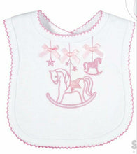 Load image into Gallery viewer, Baby Bib Rocking Horse Embroidered Design