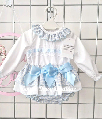 Girls Blue Ribbon Jam Skirt & Blouse Set