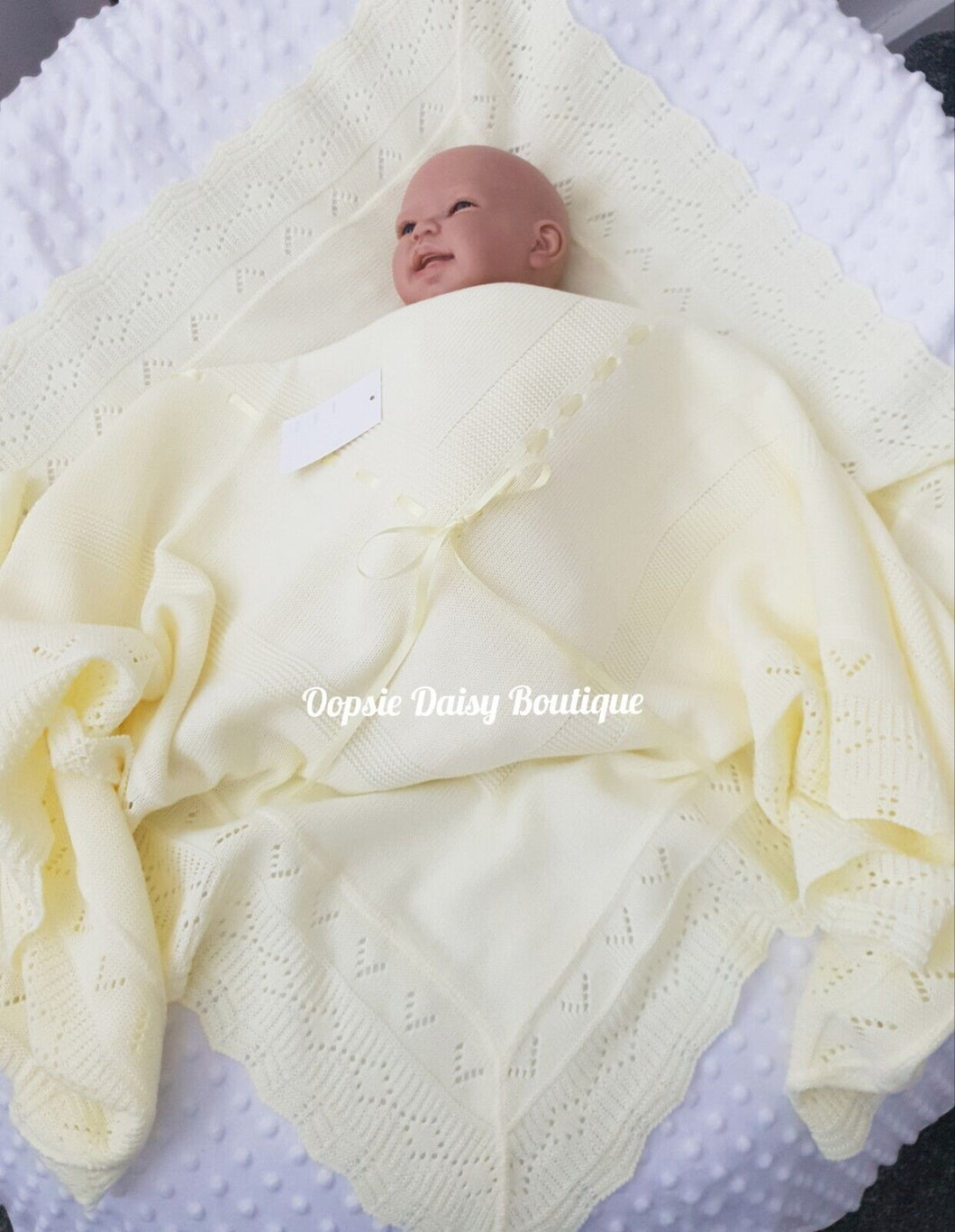 Lemon Spanish Knitted Ribbon Blanket Shawl