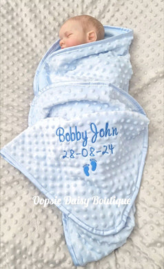 Personalised Baby Blanket with Baby Feet x 4 Colours