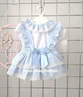 Blue Waffle Jam Skirt & Blouse Sets