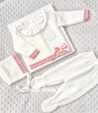 Baby Spanish Knitted Outfit Size 0-3mth with Bonnet