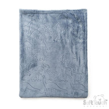 Load image into Gallery viewer, Supersoft Embossed Blue Baby Blanket Dinosaurs