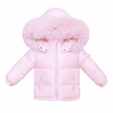 Load image into Gallery viewer, Girls Pink Puffer Coat with Faux Fur Hood