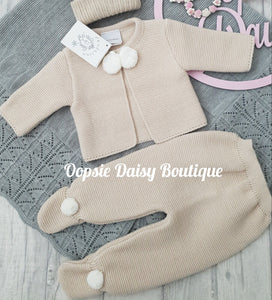 Beige Knitted Pom Pom Suit Dandelion All Hats Available Separately