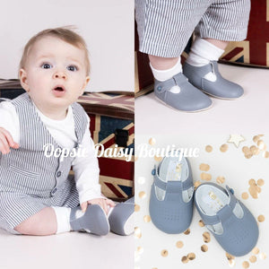 Boys Baypod Baby Shoes T-Bar Grey