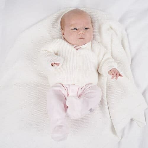 White Knitted Baby Cardigan  - Dandelion