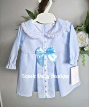 Load image into Gallery viewer, Girls Pretty Blue Ribbon Waffle Dress