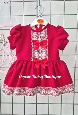 Girls Red Ribbon Dress