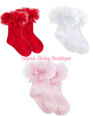 Baby Girls Frilly Ankle Socks Tutu Ribbon