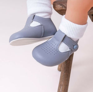 Boys Baypod Baby Shoes T-Bar Grey