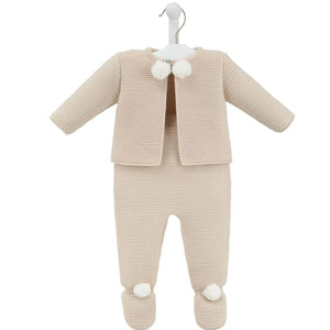 Beige Knitted Pom Pom Suit Dandelion All Hats Available Separately