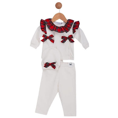 Baby Girls Ivory & Tartan 3 Piece Set