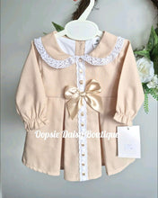 Load image into Gallery viewer, Girls Pretty Caramel Ribbon Waffle Dress