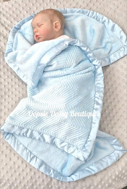 Supersoft Blue Baby Blanket Cosy Fleece Lined