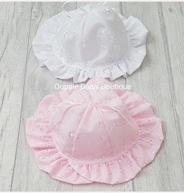 Baby Summer Bonnet Baby Sun Hat Traditional Broderie Anglaise Baby Bonnet