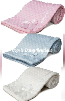 Deluxe Supersoft Ribbon Baby Blanket Cosy Sherpa Back