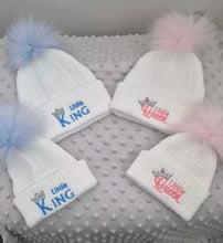 Load image into Gallery viewer, Little Queen Little King Knitted Pom Pom Hat