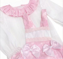 Load image into Gallery viewer, Girls Pink Ribbon Romper &amp; Blouse Set