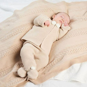 Beige Knitted Pom Pom Suit Dandelion All Hats Available Separately