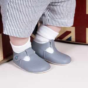 Boys Baypod Baby Shoes T-Bar Grey