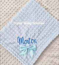 Load image into Gallery viewer, Personalised Baby Blanket Supersoft Waffle Design with Ribbon