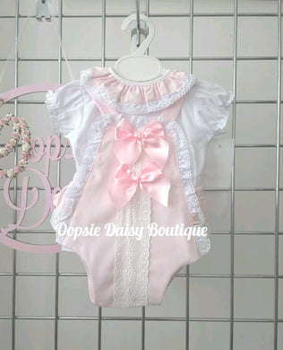 Pink Pretty Waffle Romper & Blouse Sets