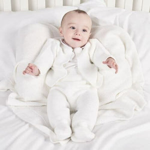 Boys Girls White Knitted Pom Pom Suit - Dandelion