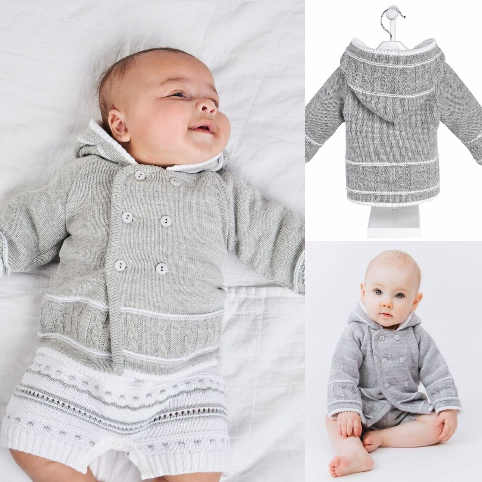 Grey Knitted Baby Jacket Cardigan Dandelion Oopsie Daisy Baby Boutique