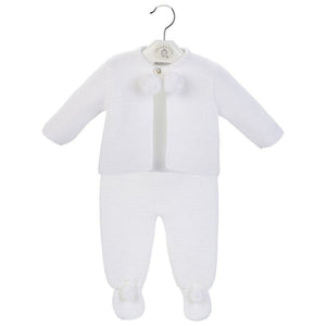 Boys Girls White Knitted Pom Pom Suit - Dandelion