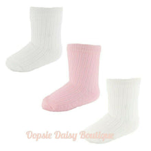 Load image into Gallery viewer, Baby Socks Girls 3 Pair Ribbed Socks