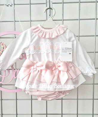 Girls Pink Ribbon Jam Skirt & Blouse Set