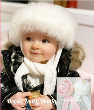 Load image into Gallery viewer, Baby Russian Style Hat with Attached Scarf Sizes upto 5yrs