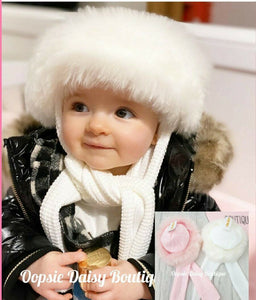 Baby Russian Style Hat with Attached Scarf Sizes upto 5yrs