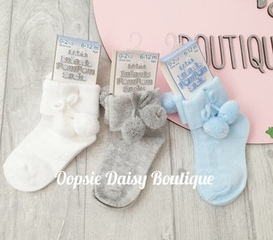 Boys Ankle Pom Pom Socks