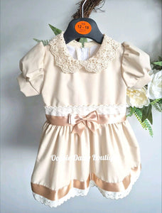 Girls Pretty Caramel Ribbon Dress