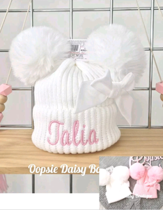 Personalised Pom Pom Hats Size 0-12mth