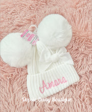 Load image into Gallery viewer, Personalised Pom Pom Hats Size 0-12mth