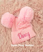 Load image into Gallery viewer, Personalised Pom Pom Hats Size 0-12mth