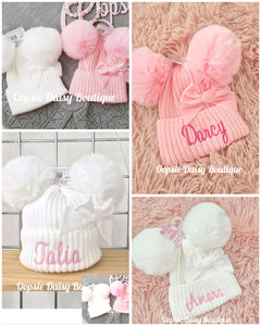 Personalised Pom Pom Hats Size 0-12mth