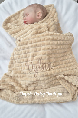 Personalised Baby Blanket Supersoft Waffle Design Coffee