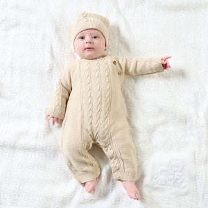 Boys Girls Knitted Romper & Hat Sets Dandelion Unisex