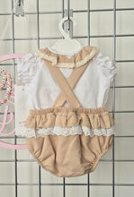 Load image into Gallery viewer, Girls Caramel Beige Ribbon Romper &amp; Blouse Set