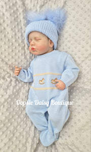 Boys Blue Rocking Horse Knitted Romper Dandelion