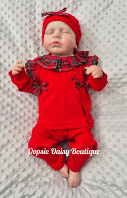 Baby Girls Red Tartan 3 Piece Set