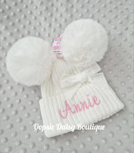 Load image into Gallery viewer, Personalised Pom Pom Hats Size 0-12mth