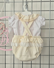 Load image into Gallery viewer, Girls Cream Ribbon Romper &amp; Blouse Set