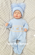 Load image into Gallery viewer, Boys Blue Rocking Horse Knitted Romper Dandelion