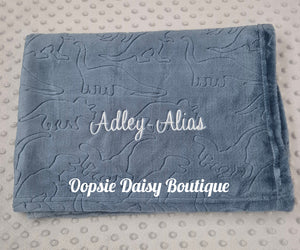 Personalised Baby Blanket Supersoft Dinosaur Embossed Design